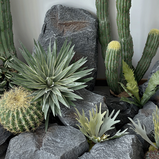 Irregular PU fake stone foam sculpture rockery shopping mall landscaping shooting window hotel green plant landscape stone ornaments yellow 5