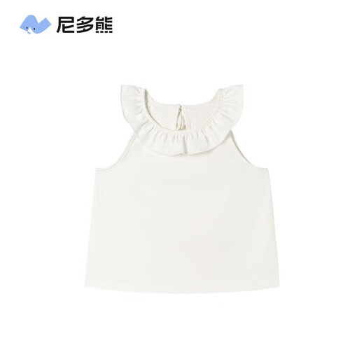 Nido Bear Summer New Product Girls Ruffled Sleeveless Vest Baby Girl Soft Breathable Top Suspender Milk White 90