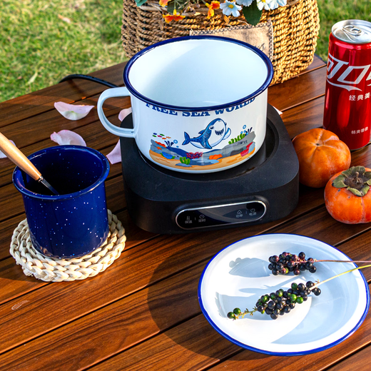 Tuojin German imported quality Feifan enamel instant noodles noodle bowl fast food cup with lid student canteen lunch box tea stainless steel thickened with lid to exercise in strong winds and waves 1200ml