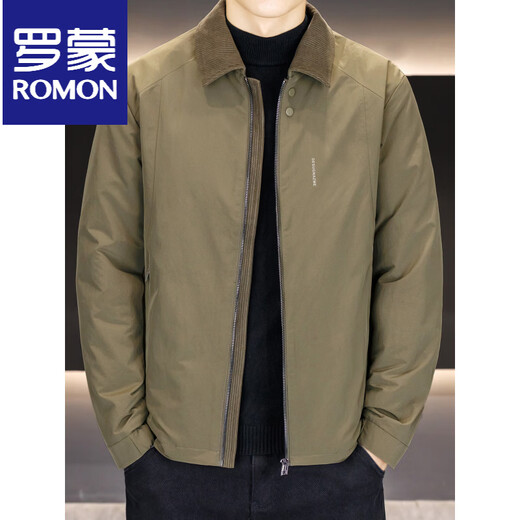 ROMON Мужская короткая пуховая куртка с лацканами, новинка 2025 года, зимняя деловая повседневная легкая теплая зимняя куртка мужская оливково-зеленого цвета M 170/