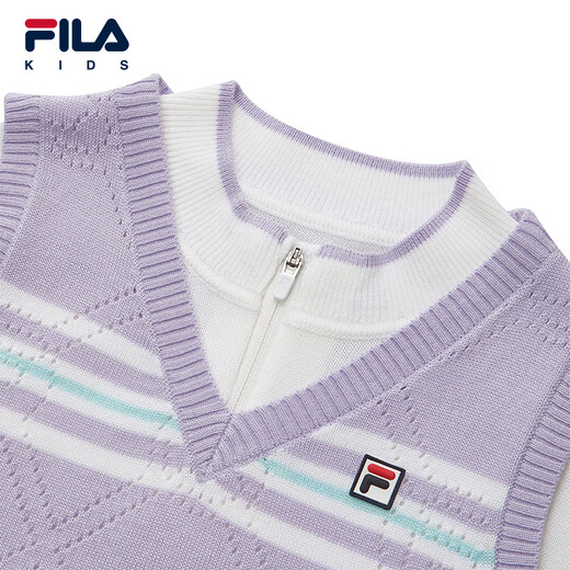 FILA children's clothing dress 2026 spring new style girls and children's fake two-piece woolen pleated skirt cloud white-WT 120