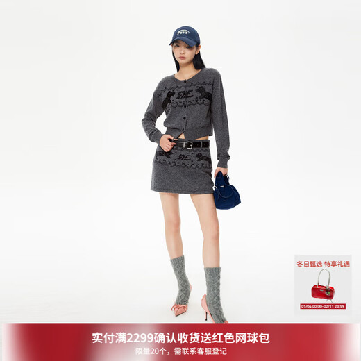 RE VAN Rui Fan new designer style dark gray Fair Isle woolen suit RL92401156 dark gray (flower) L /40