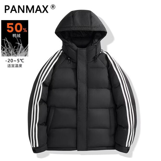 PANMAX зимний новый модный универсальный полосатый мужской пуховик с капюшоном модный повседневный теплый пуховик черного цвета 5XL рекомендуется 190-210Jin Jin равен 0,5 кг