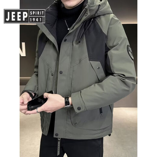 JEEP SPIRIT吉普冲锋羽绒服男冬季2025新款加厚潮牌冬装防寒可拆内胆工装外套 黑色 内胆可拆 L 125-140斤