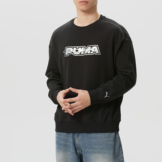 PUMA Men's and Women's 2026 Year of the Horse New Year Loose Round Neck Knitted Sweatshirt Fitness Running Fashion Pullover 636033-01 XS