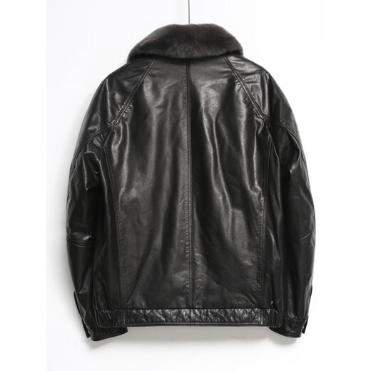 Xiaohongshu popular high-end genuine leather jacket for men with lapel, middle-aged and elderly winter down leather jacket 25228 black rabbit fur collar with goose down liner L 105-115Jin Jin is equal to 0.5 kg