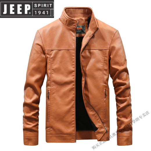 JEEP SPIRIT men's leather jacket trendy Korean version 2025 autumn and winter new pu leather jacket thickened handsome casual loose motorcycle suit black M