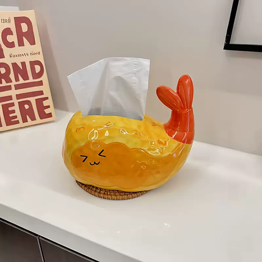 Yusenyi Home Furao Creative Box Day Living Room Desktop Tissue Box Tissue Ceramic High-End Exquisite Dinner Box Decorative Ornaments West Highland Puppy Tissue Box (Blue Scarf)