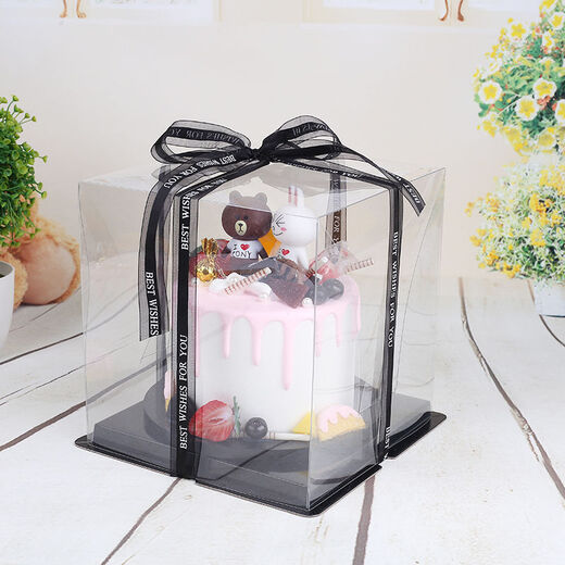 Fantasy Cake Box 456810121416-inch double-layer transparent birthday cake 5 sets Ribbon needs to be purchased separately The box has a white background