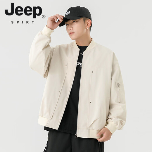 JEEP SPIRIT Chaqueta bomber retro americana para hombre, nuevo diseño de calle, ropa de trabajo holgada y bonita, uniforme de béisbol negro J339 M