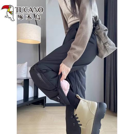 Woodpecker (TUCANO) 2026 New Workwear Down Pants Women's Outerwear Winter Harbin Travel Equipment Ski Pants Cold-proof Assault Cotton Pants Pink Xuexiang S 80-95Jin Jin is equal to 0.5 kg