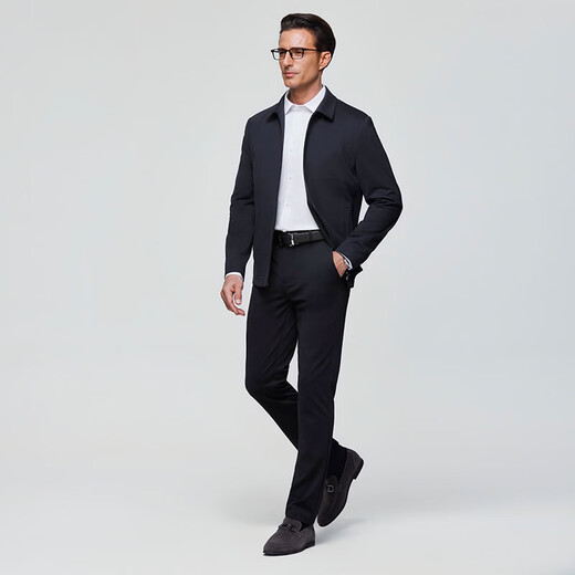 Ou Ding wool + mulberry silk blended high elastic casual pants men 26 new business trousers Hoshino navy 32