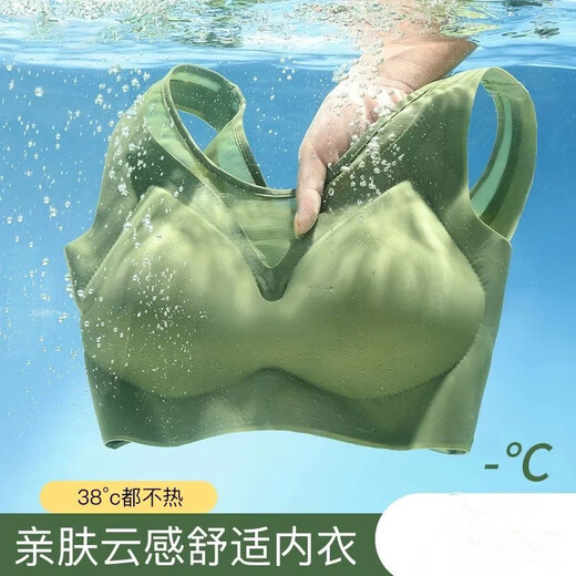 Ultra-thin ice silk seamless underwear for women without rims, gathering side breasts, anti-sagging, sports back bra, large size bra, skin color, high-end sense, L suitable for 85-105Jin Jin is equal to 0.5 kg