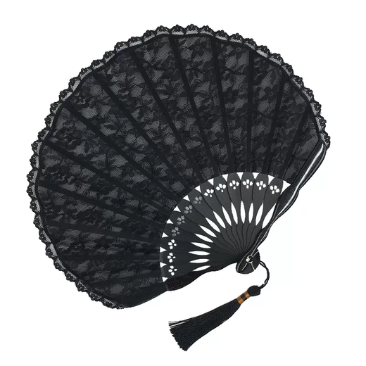 Yusenyi Chinese style compact folding fan for women's cheongsam lace fan ancient style folding fan dance fan summer portable fan red lace fan jade beads style personal use daily fan