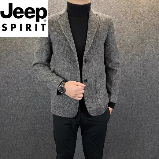 JEEP SPIRIT New Business Casual Suit Jacket Men's Autumn and Winter New Trendy Fashion Versatile British Suit Collar Jacket Gray XL