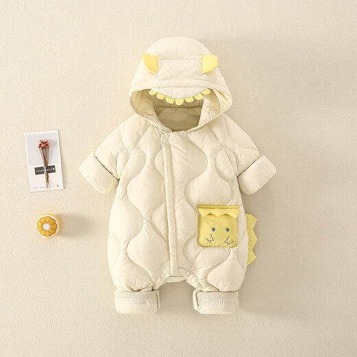 Disney baby down jacket winter male and female baby winter jumpsuit newborn outing white duck down children's lightweight crawler suit off-white 66cm
