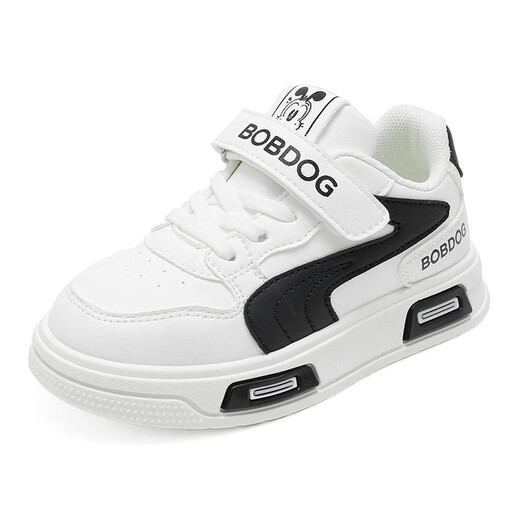 BOBDOG children's shoes 2026 spring new style boys' low-cut sneakers for primary school students casual white shoes children's sports shoes for women milky white/black 27 suitable for feet 16.2CM