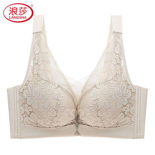 LangSha underwear for women with large breasts, thin, no wire bra, bandeau style, adjustable breast reduction, large size bra push-up, matcha color 75B 34