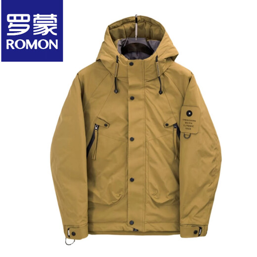 ROMON down jacket men's jacket three-proof fashionable outdoor 2025 winter jacket warm and cold-proof clothing handsome black M 95-120