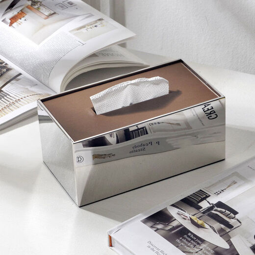 Stainless steel tissue box living room light luxury French Italian style home commercial dining table napkin box style matte black cover