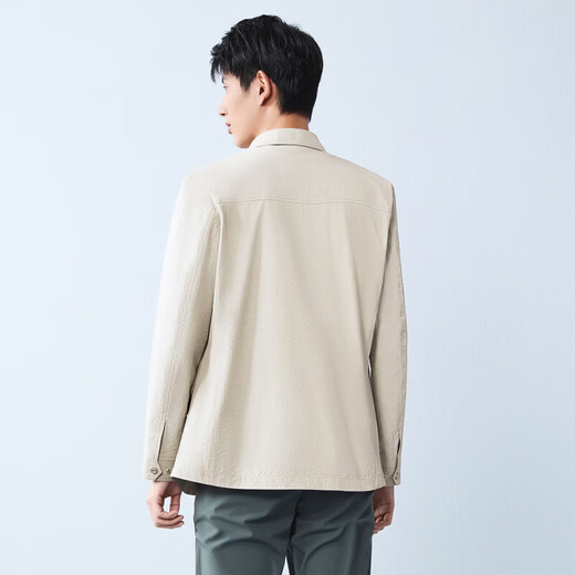 Qipai men's mid-length lapel jacket for men 2026 spring new fashion versatile shirt jacket spring and autumn coat for men smoke gray S (165)