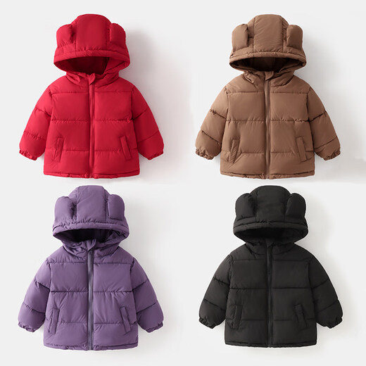 JOYNCLEON baby cotton padded winter new style children's style jacket winter baby quilted hooded top children's clothing Chinese red 73