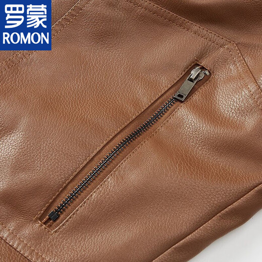 ROMON leather jacket for men in autumn and winter plus velvet and thickened warm fur collar coat, simple high-end windproof and cold-proof lapel leather jacket for men, black warm and heat-containing velvet L recommended 115-130 Jin Jin equals 0.5 kg