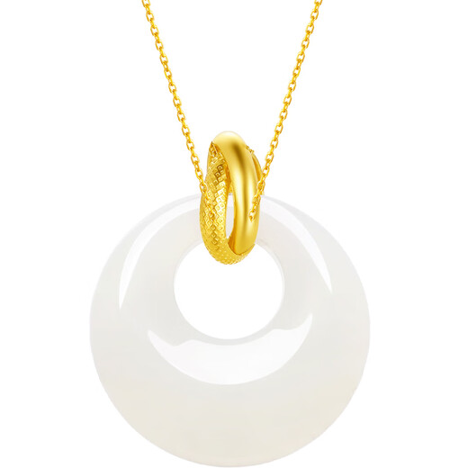 Saturday blessing and safe buckle Hetian jade pendant women's gold inlaid jade pendant pendant birthday gift AAYA040710 does not include chain