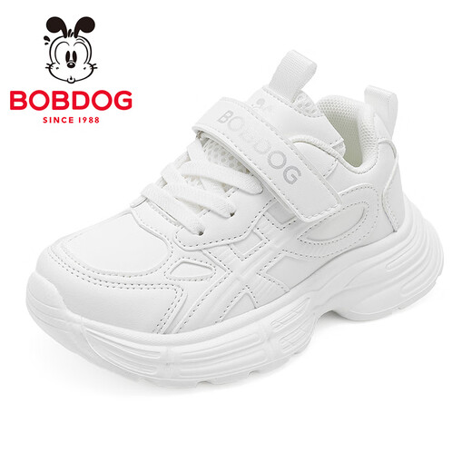 BOBDOG Children's Shoes Boys White Sports Shoes 2026 Spring New Campus Shoes Boys and Girls White Shoes White 27 Suitable for Feet Length 16.1CM