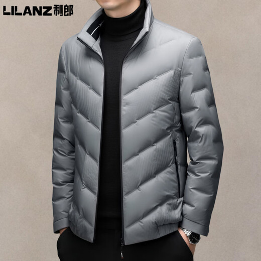 利郎商场同款男士轻薄羽绒服男立领商务休闲保暖鸭绒外套中男装90白鸭 浅灰色 XL 180 建议体重135-150斤