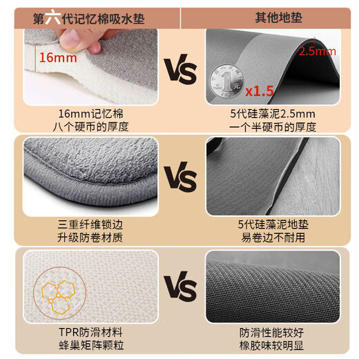 Fantasy absorbent floor mats, toilet door carpets, bathroom shower mats, Brown Jingxile diatom mud oval 40x60cm 2 pieces discount pack