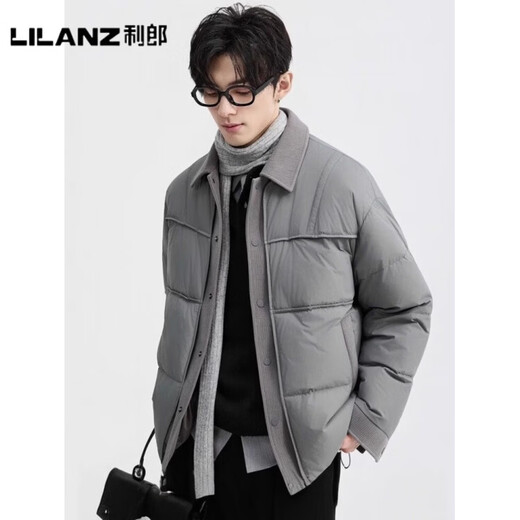 LILANZ official fake two-piece design 2025 new winter lapel light down jacket short men's warm jacket blue gray - flagship model M 100-120Jin Jin equals 0.5 kg