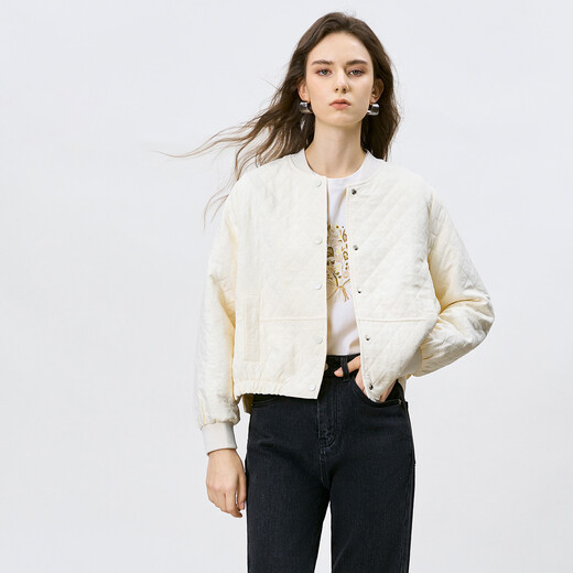 Yanyu White Thin Short Jacket Women's 2026 Spring New Diamond Loose Versatile Casual Temperament Jacket Women Off-White M