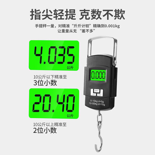 JCZS German brand high-precision portable electronic scale household spring small portable mini fish weighing device small in hand smart portable scale 50kg