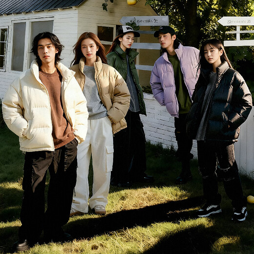 Jeanswest cotton-padded jackets for men and women alike winter warm bread coat 2025 new thickened versatile cotton-padded jacket couple's cotton-padded jacket black solid color XL