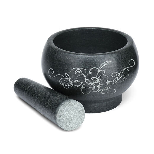 Fantasy bluestone stone mortar garlic mortar garlic pounder medicine jar stone cup masher food supplement grinder outer diameter 30CM with hammer