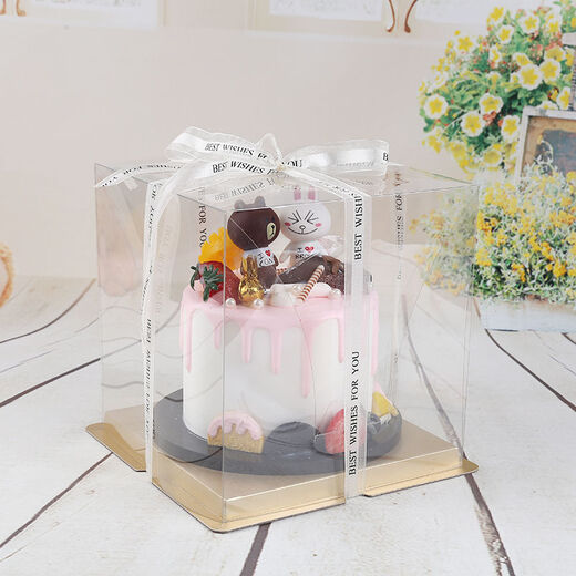 Fantasy Cake Box 456810121416-inch double-layer transparent birthday cake 5 sets Ribbon needs to be purchased separately The box has a white background