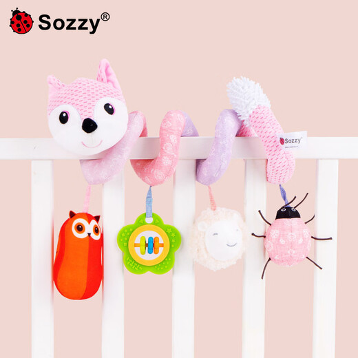 Shantou Lincun SOZZ music pendant to soothe baby wind chime bed wrap stroller plush pendant car hanging bed hanging toys wholesale new elephant bed wrap pink-color card