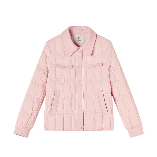 Xiangying (xiangying) Xiangying pink light down jacket women's short 2025 winter new white duck down small temperament lapel jacket