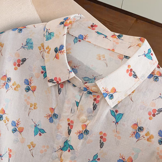 Shechi Xiao fresh lapel floral shirt women's 2026 spring new Hong Kong style loose long-sleeved shirt