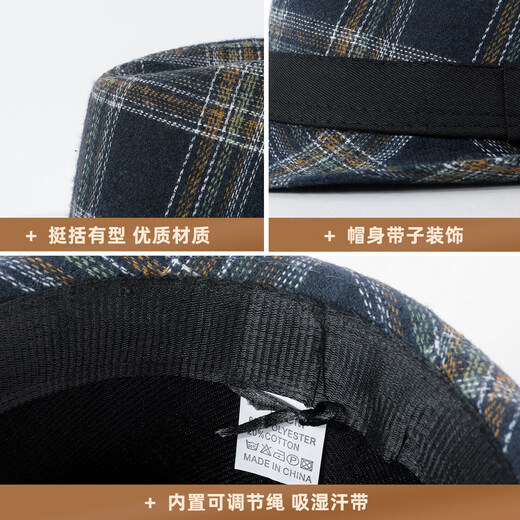 SOOKI hat men's middle-aged and elderly dad autumn and winter hat warm Shanghai beach British gentleman hat grandpa travel old man hat navy blue one size (56-58cm)