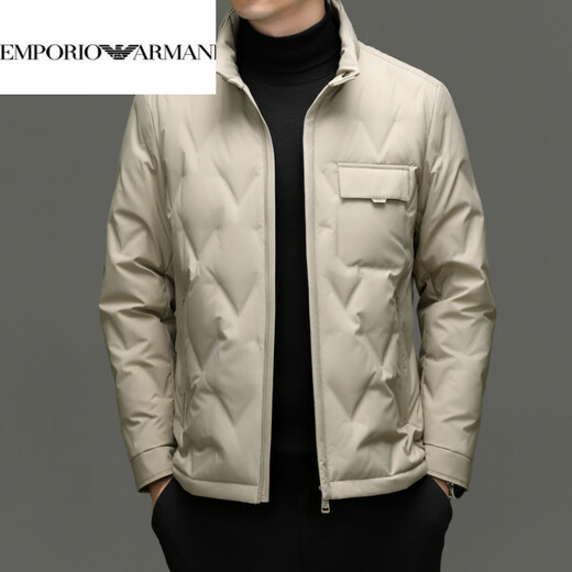 EMPORIO ARMANI Armani down new men's down jacket short stand collar casual duck down fashion trend warm winter jacket beige XL 180