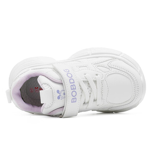 BOBDOG Children's Shoes Boys White Sports Shoes 2026 Spring New Campus Shoes Boys and Girls White Shoes White 27 Suitable for Feet Length 16.1CM