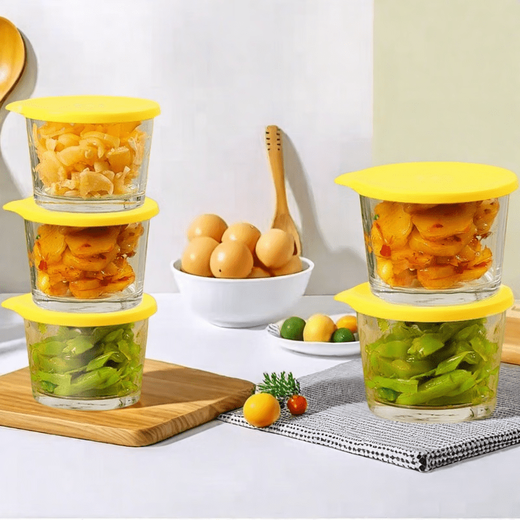 Glass crisper, food-grade storage box, refrigerator crisper jar, side vegetable and kimchi jar packaging box, 3-piece vegetable crisper box (160ml)