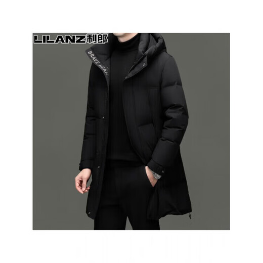 LILANZ Men's Mid-Length Down Jacket Winter Fashionable and Versatile Thickened Warm Hooded Jacket for Young and Middle-aged Men Off-White 14XL (190)