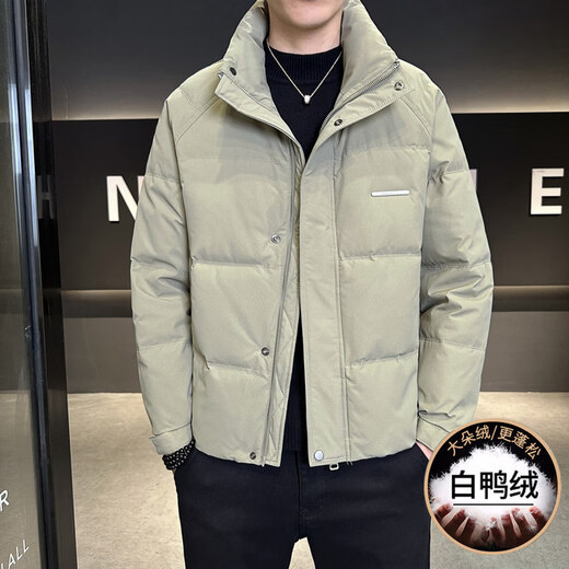 KBXNG劲霸轻薄立领男士羽绒服冬季新款时尚潮牌防寒面包服加厚保暖外套 灰咖色 M
