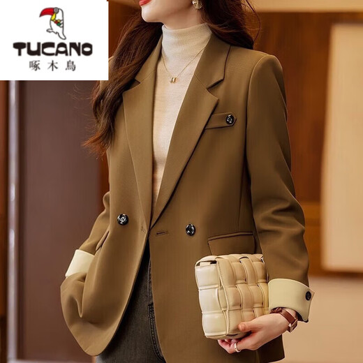 Woodpecker (TUCANO) blazer women's autumn and winter 2025 new casual temperament goddess style fashionable design suit brown L 120Jin Jin is equal to within 0.5 kg