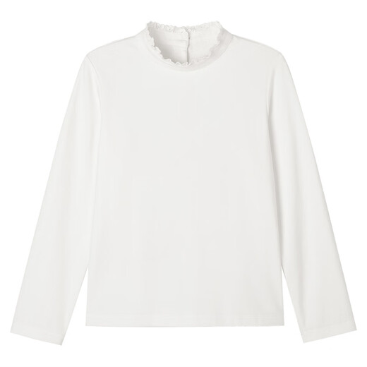 Hacikis hacikis children's clothing spring and autumn children's long-sleeved T-shirts versatile sweet lace tops girls white bottoming shirts for middle and older children