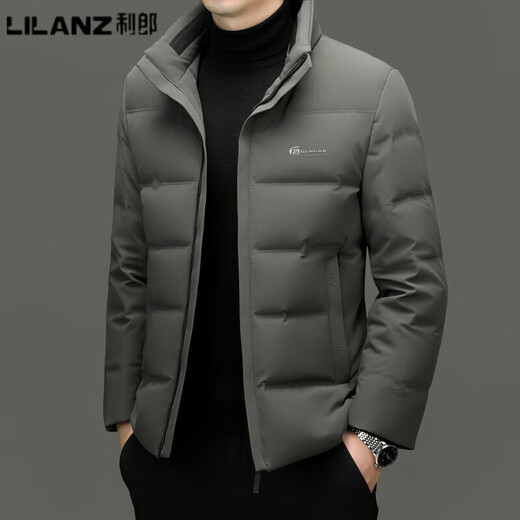 LILANZ Down Jacket 2025 Winter New Casual Business Men's White Duck Down Stand Collar Short Fashion Down Jacket Black M (170)