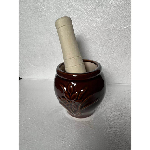 Tuojin imported quality garlic mortar from Japan, stone garlic pounder, stone mortar, household mashing jar, medicine pounding bowl, manual old-fashioned grinding leopard print ceramic (money-losing momentum)